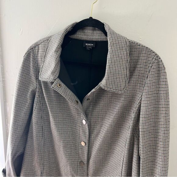 Worth Houndstooth Wool Blend Trenchcoat - Picture 2 of 8